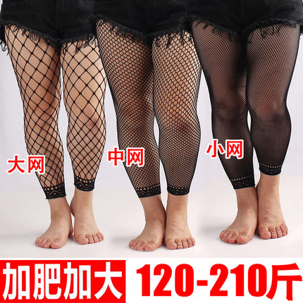 Cross-border plus size nine-point net stockings spring and summer sexy women's hollow fishnet stockings nine-point leggings hollow mesh stockings