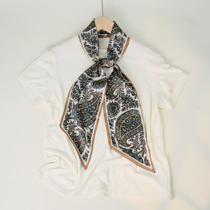 2025 European and American-style Beveled Silk Scarf Cross-border Silk Cashew Dot Long High-end Ribbon Scarf Women's Belt