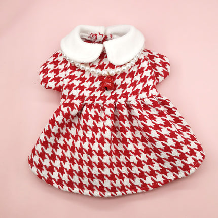 New INS Trendy Small Chanel Style Dog Clothes Houndstooth Cat Pet Clothing Autumn and Winter Coat Cross-border Cat