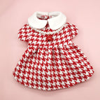 Red Houndstooth + Bell Necklace / XS
