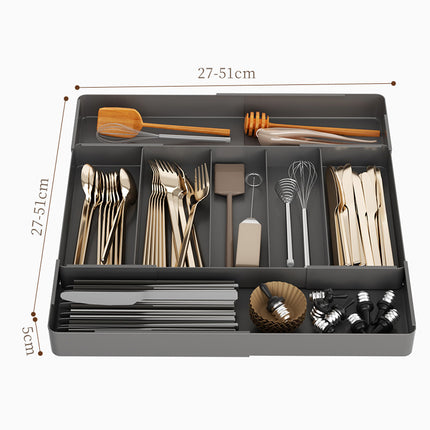 Kitchen Drawer Partition Tableware Storage Box Knife and Fork Chopsticks Storage Rack Kitchenware Storage Household Cabinet Built-in Partition