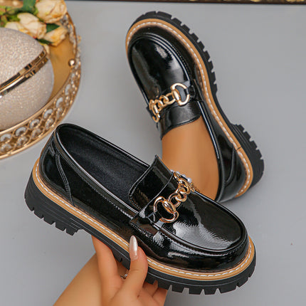 Cross-Border Export Women's Fashionable and Versatile Slip-On Shoes 2025 Spring & Fall New Style Lightweight and Comfortable Thick Heel Loafers