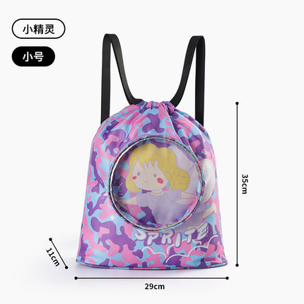 Children's Swimming Bag, Wet and Dry Separation Waterproof Storage Bag, Portable Backpack for Boys and Girls, Cute Cartoon Beach Backpack