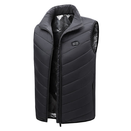 Cross-Border Popular Men's Stand-Up Collar Heating Vest Cotton Vest Electric Heating Vest USB Powered Intelligent Constant Temperature Heating Clothing