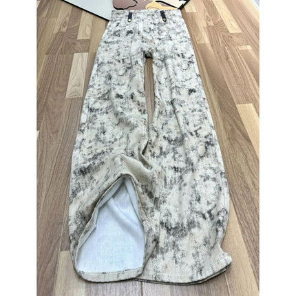 Retro Tie-Dye Printed Casual Wide-Leg Jeans for Women 2025 Spring New Loose High-Waist Slim Floor-Length Pants