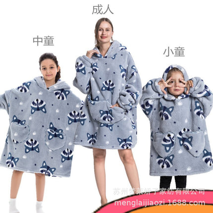 Men's and Women's Home Wear Jackets, Lazy Hooded Sweatshirts, Extended Thickeneded Blankets, Winter Warm and Cold-Proof Clothes, Couple's Nightgowns