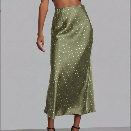 In-Stock Cross-Border Women's Clothing Wholesale European and American Style Elegant Satin Midi Skirt Slimming and Flowy