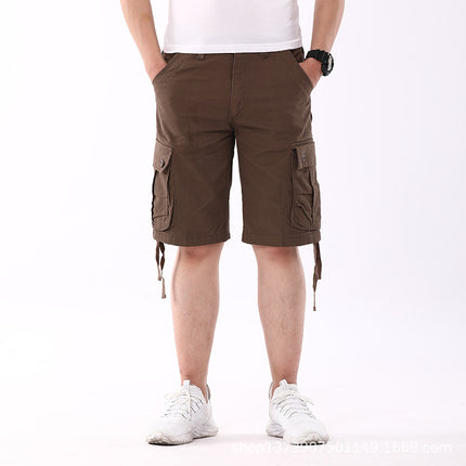 Summer new men's casual shorts multi-pocket plus size loose shorts fashion trendy casual pants overalls men