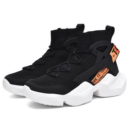 Spring and Summer New Men's Outdoor Sports and Casual Shoes Korean Style Socks Shoes Fashionable Fly Woven Men's Shoes Large Size Sports Shoes