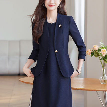 Business Dress Women's Suit 2024 New Autumn Thick Small Suit Elegant Work Clothes Suit Skirt dress