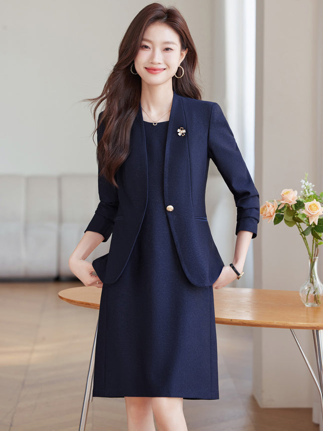 Business Dress Women's Suit 2024 New Autumn Thick Small Suit Elegant Work Clothes Suit Skirt dress