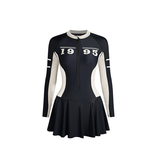 New Sports Swimsuit Fashion Sexy Hot Spring Swimsuit plus size Color-matching Suit Long-sleeved Sunscreen Diving Suit for Women