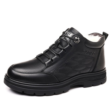 Men's Boots 2024 New Winter Fleece-Lined Warm Cotton Shoes Men's Genuine First-Layer Cowhide Short Boots 63806