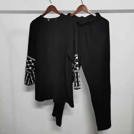 Directly from the Manufacturer: Yiduo Duo's New Embroidered Top and Wide-Leg Pants Set, Elegant Two-Piece Set 24836