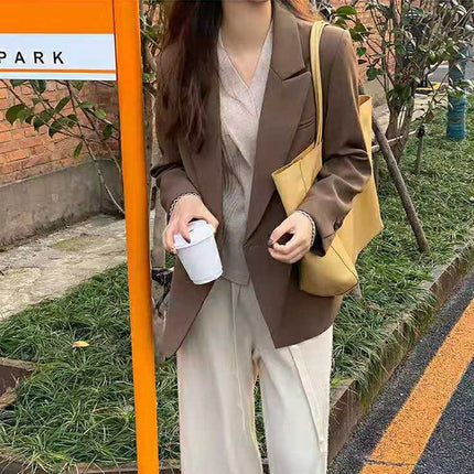 Small suit jacket for women 2024 spring and autumn double-breasted green suit temperament slimming Internet celebrity fried street fashion