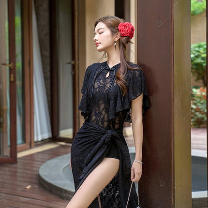 2025 New Swimsuit Women's Split Three-Piece Set Covers Belly, Slimming Look, Gathers Small Breasts, Korean Ins Style Hot Spring Bathing Suit