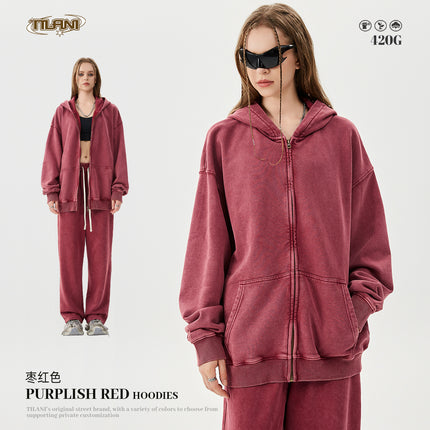 TILANI Batik Heavy 420g Hooded Sweater Casual Sportswear suit Men's and Women's Hoodie Sweater Two-Piece Set