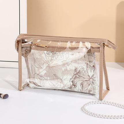Large-Capacity Transparent Cosmetic Bag Three-Piece Set, Portable Toiletry Storage, Transparent Cosmetic Bag Three-Piece Set for Home Storage