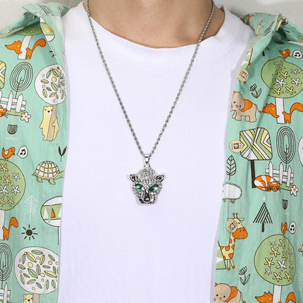 Amazon new diamond hollow leopard head pendant necklace accessories necklace fashion pendant manufacturers wholesale