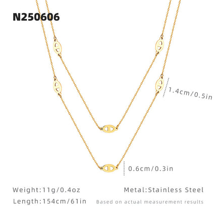 18K Titanium Steel Pig Nose Necklace Accessories Women's High-End Stacked Sweater Chain Extra Long Accessible Luxury Niche Clavicle Chain