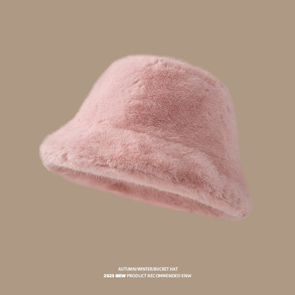 Plush Fisherman Hat for Women, New Autumn/Winter Korean Style, Versatile, Warm, Winter Cold Protection, Ear Protection Bucket Hat