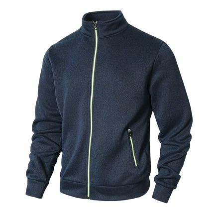 Plus-Size Men's Autumn and Winter Stand-Collar Cardigan Sweatshirt, Cationic Fleece-Lined Knit Jacket, Extra-Large Men's Clothing, In-Stock Fast Delivery