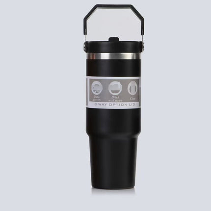 Cross-Border 30oz Stainless Steel Car Cup Large Capacity Car Portable Ice Cup with Straw Single Drink Thermos Cup