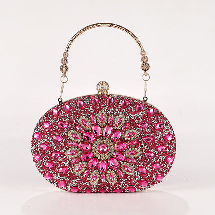 Cross-border Fashion Diamond-encrusted Sunflower Bag Dinner Portable Oval Bag Shiny Rhinestone Gift Bag