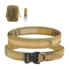 Khaki-belt + waist bag + keychain three-piece set