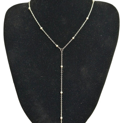 Europe and the United States cross-border hot-selling simple retro fashion women's short tassel clavicle chain gold-plated copper bead chain Y-shaped necklace