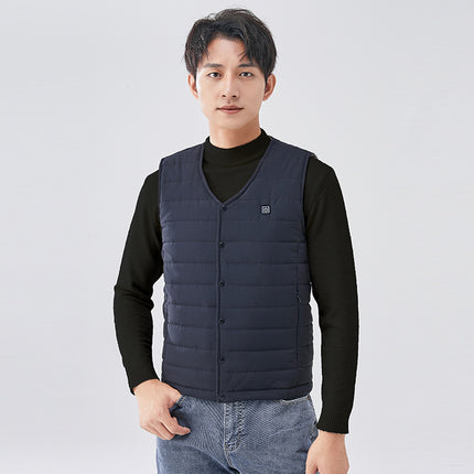 V-Neck Heated Vest Winter Button-Up Heating Vest Thickened Intelligent Constant Temperature Electric Heating Vest Outdoor Cold Protection