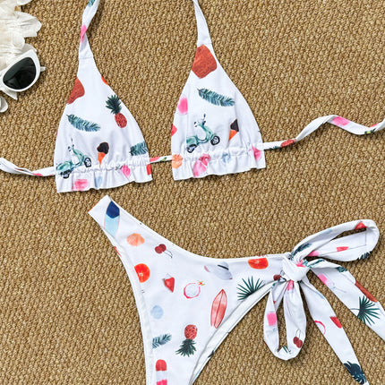 2025 New Women's Swimsuit Amazon Foreign Trade Fashion Printed Seaside Sexy Separates Swimsuit Bikini