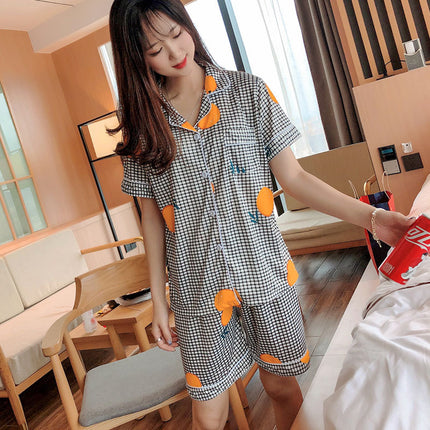 High-end Pajamas Women's Summer Short-sleeved Kimono Cardigan Large Size Student Cartoon Bear Outwear Women's Home Clothes