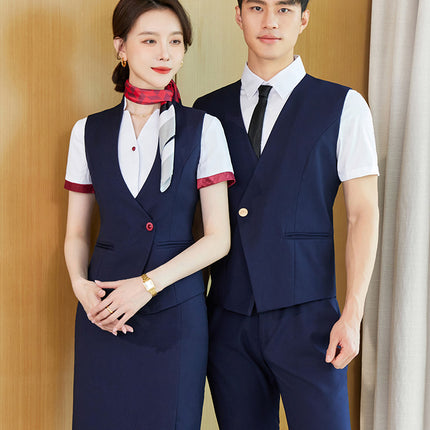 Stewardess uniform professional shirt Women's Spring temperament suit high-end hotel front desk reception work clothes beauty salon work clothes