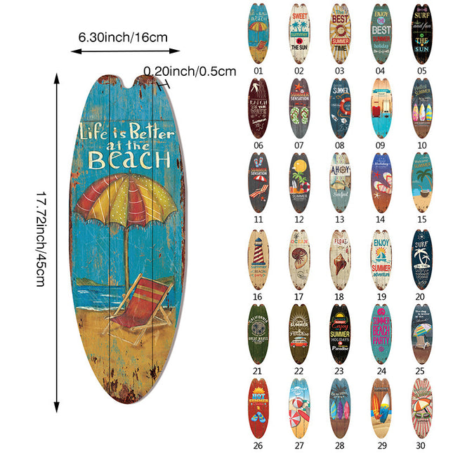 Cross-Border Surfboard Pendant Beach Leisure Wall Decoration Wooden Brand Hawaiian Party Supplies Scene Layout