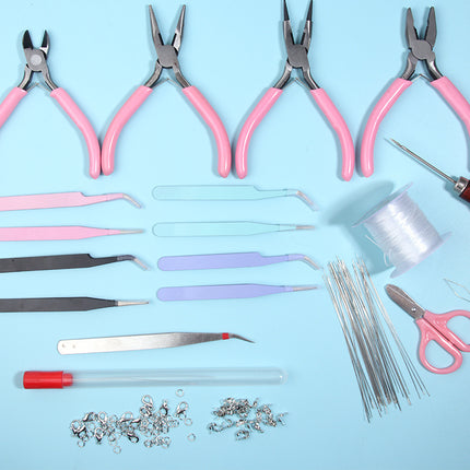 Handmade DIY beaded tool kit open fork needle pliers scissors line tweezers lobster buckle ring wire guide suit wholesale