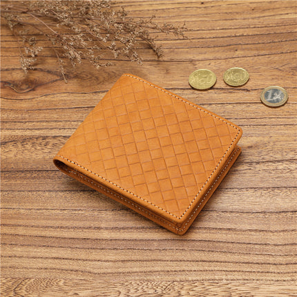 Men's Retro Crazy Horse Top Layer Cowhide Short Wallet Youth Genuine Leather Driver's License Wallet for Boyfriend Dad Gift