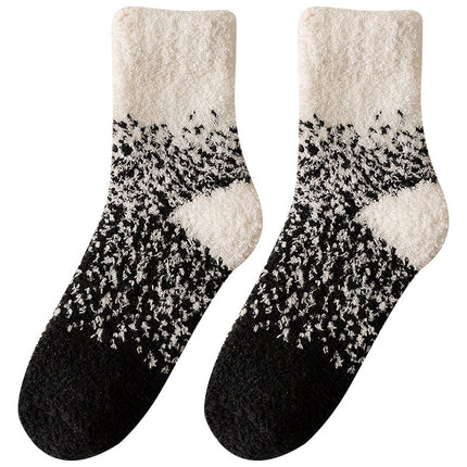 Coral Fleece Socks Men's Winter Thickened fleece-lined Medium Tube Men's Home Warm Plush Floor Socks Cold Sleeping Socks
