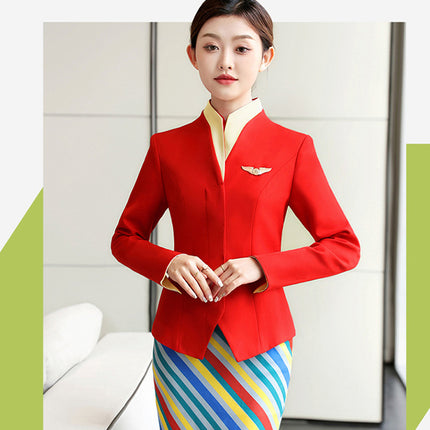 [Stewardess Uniform] Air South China Airlines Professional Wear Women's Suit Set Autumn and Winter Suit Set Workwear Skirt Suit