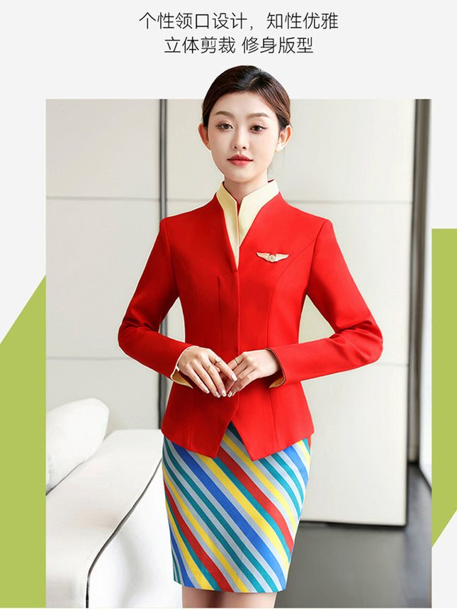 [Stewardess Uniform] Air South China Airlines Professional Wear Women's Suit Set Autumn and Winter Suit Set Workwear Skirt Suit