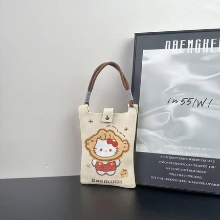 Cross-Border Mobile Phone Bag Woven Mobile Phone Bag Ins Style Woven Mobile Phone Bag Woven Tote Bag Douyin Hot Style