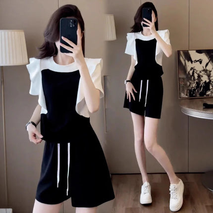 Sports Suit for Women 2025 Women's Summer New Fashion Shorts Suit Complete Set of Casual Short-Sleeved Running Two-Piece Set