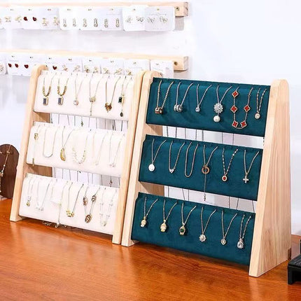 Bamboo necklace display stand stall desktop decoration display props display board jewelry storage tray jewelry rack