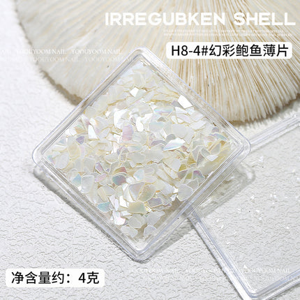 Irregular Japanese nail shell piece wholesale magic color natural ultra-thin abalone fragment boxed nail decoration patch