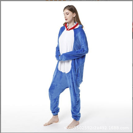 Mixed batch autumn and winter flannel cartoon one-piece pajamas home performance clothes toilet version adult home clothes pajamas