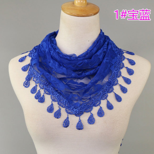 Hot Selling Lace Triangle Scarf Cut Out Korean Triangle Scarf Women's Export Hot Selling Summer Sun Protection Decorative Veil