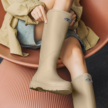 Cross-Border Foreign Trade Russian and Korean Women's Long Rain Boots, High Rain Boots, Waterproof Rubber Shoes, Overshoes, Non-Slip and Wear-Resistant