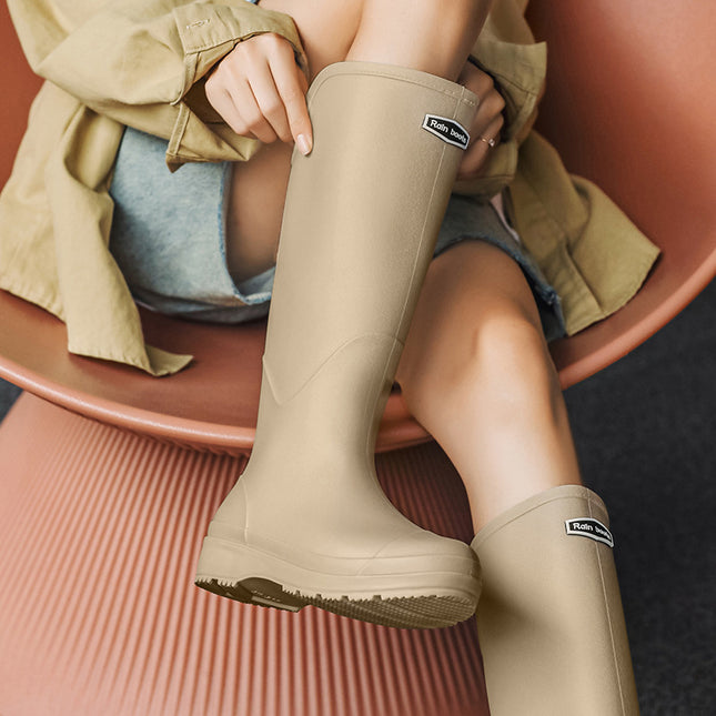 Cross-Border Foreign Trade Russian and Korean Women's Long Rain Boots, High Rain Boots, Waterproof Rubber Shoes, Overshoes, Non-Slip and Wear-Resistant