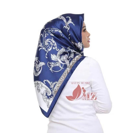 Malaysia shoppe satin satin 90*90cm large square letter printed silk scarf Satinbawal