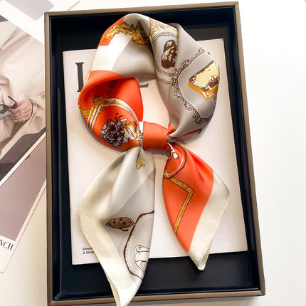 70 Silk Scarf Square Scarf High-end Korean Style Fashion All-match Professional Silk Small Scarf Retro Printed Silk Scarf for Women